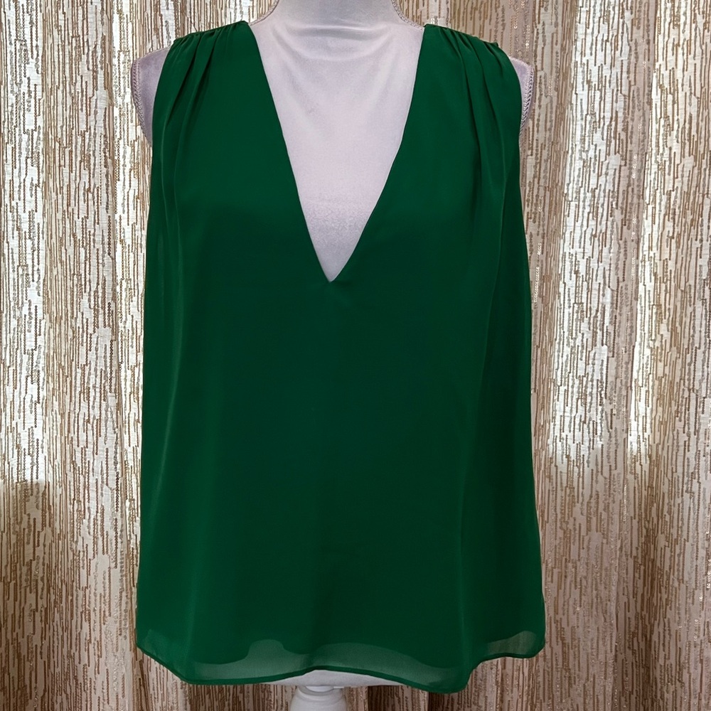 Alice + Olivia Deep Green V-Neck Blouse